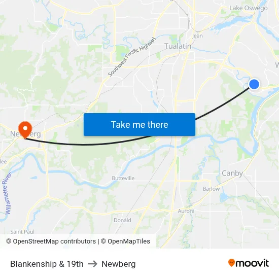 Blankenship & 19th to Newberg map