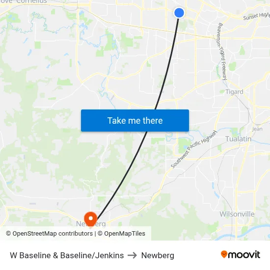 W Baseline & Baseline/Jenkins to Newberg map