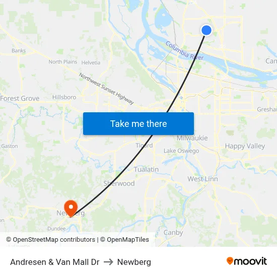 Andresen & Van Mall Dr to Newberg map
