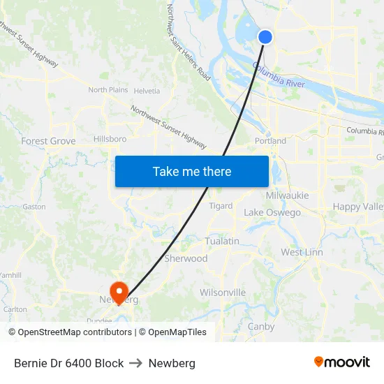 Bernie Dr 6400 Block to Newberg map