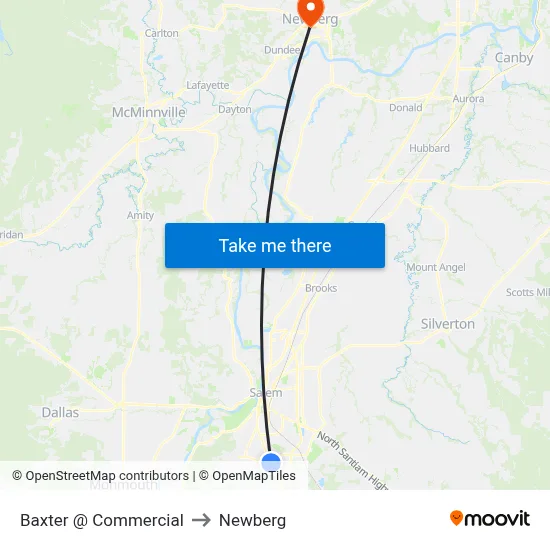 Baxter @ Commercial to Newberg map