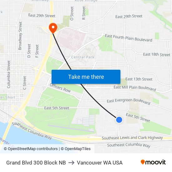 Grand Blvd 300 Block NB to Vancouver WA USA map
