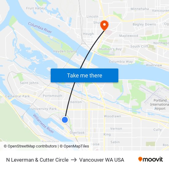 N Leverman & Cutter Circle to Vancouver WA USA map