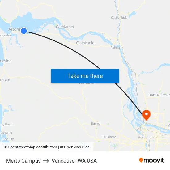 Merts Campus to Vancouver WA USA map