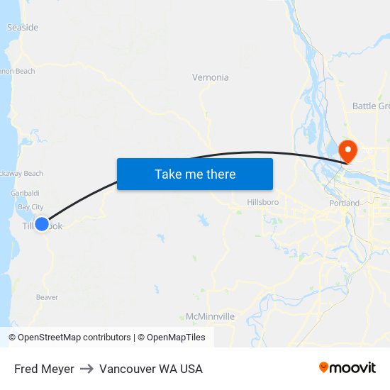 Fred Meyer to Vancouver WA USA map