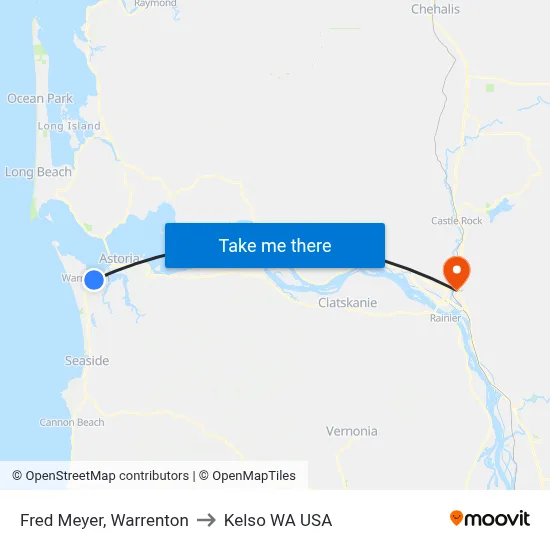 Fred Meyer, Warrenton to Kelso WA USA map