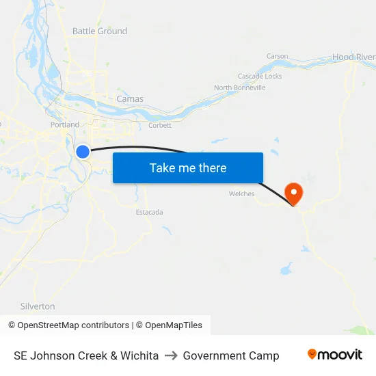 SE Johnson Creek & Wichita to Government Camp map