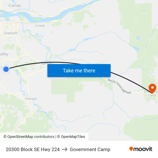 20300 Block SE Hwy 224 to Government Camp map