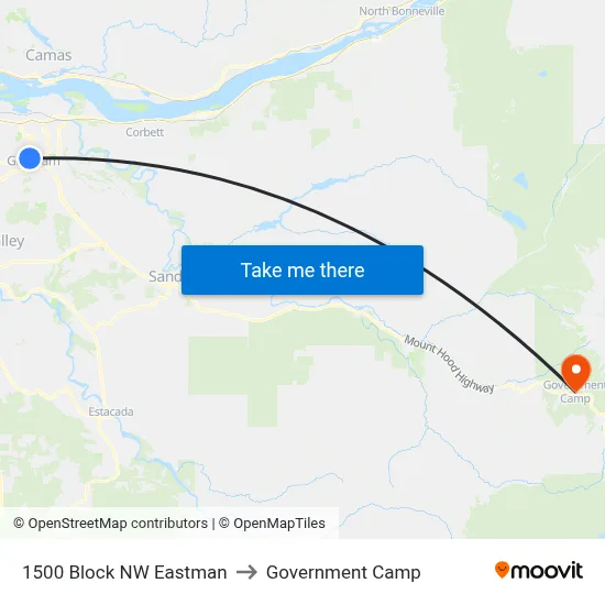 1500 Block NW Eastman to Government Camp map