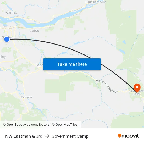 NW Eastman & 3rd to Government Camp map