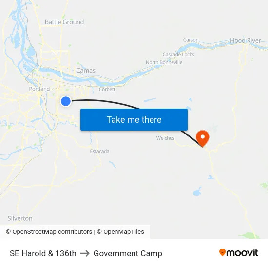 SE Harold & 136th to Government Camp map