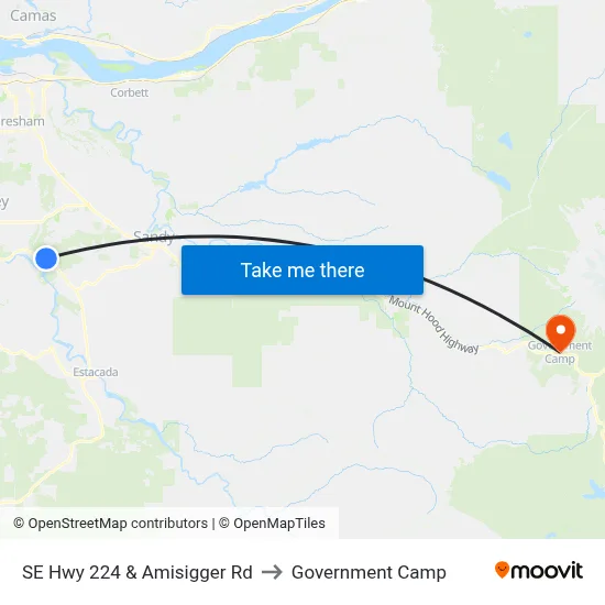 SE Hwy 224 & Amisigger Rd to Government Camp map