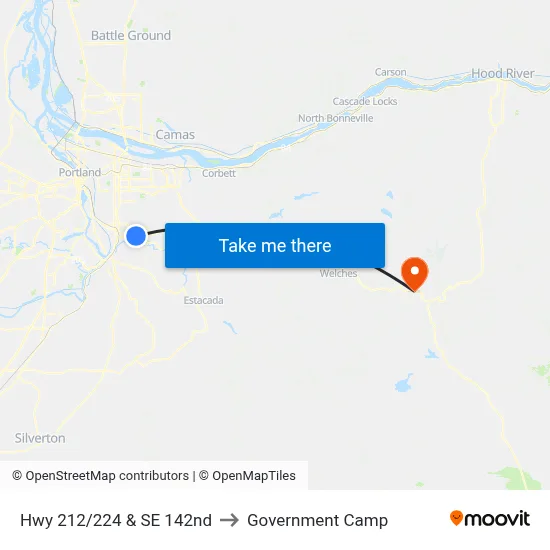 Hwy 212/224 & SE 142nd to Government Camp map