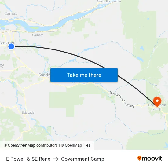 E Powell & SE Rene to Government Camp map