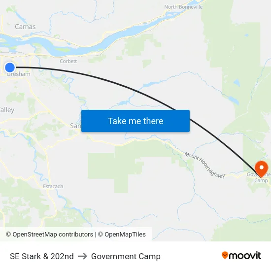 SE Stark & 202nd to Government Camp map
