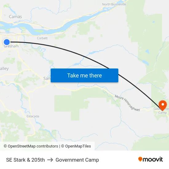 SE Stark & 205th to Government Camp map