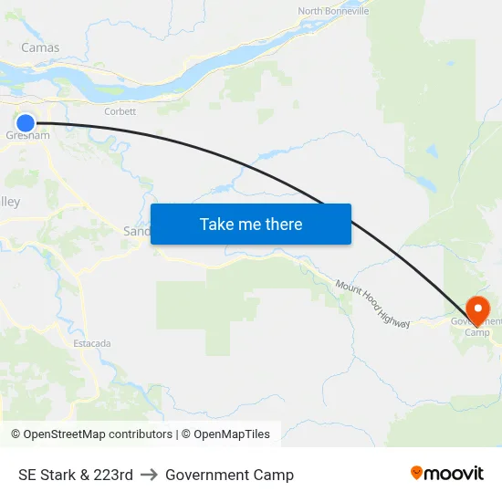 SE Stark & 223rd to Government Camp map