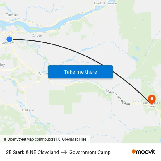 SE Stark & NE Cleveland to Government Camp map