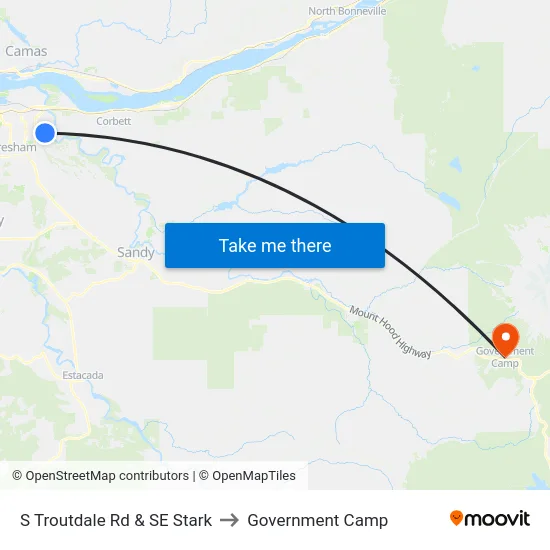 S Troutdale Rd & SE Stark to Government Camp map