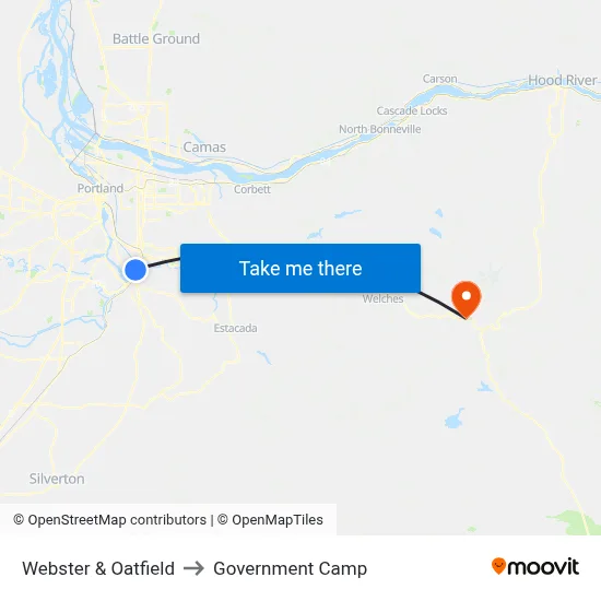 Webster & Oatfield to Government Camp map