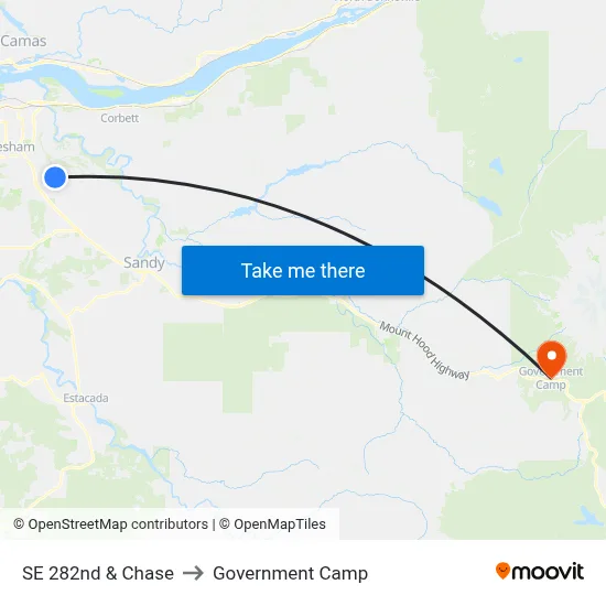 SE 282nd & Chase to Government Camp map