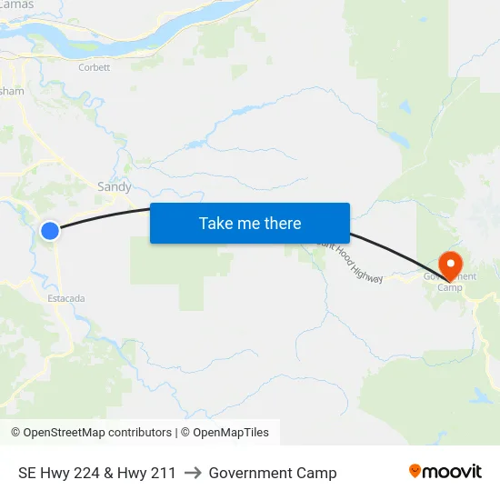 SE Hwy 224 & Hwy 211 to Government Camp map