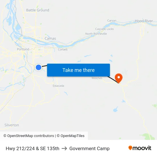 Hwy 212/224 & SE 135th to Government Camp map