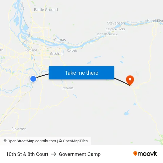 10th St & 8th Court to Government Camp map