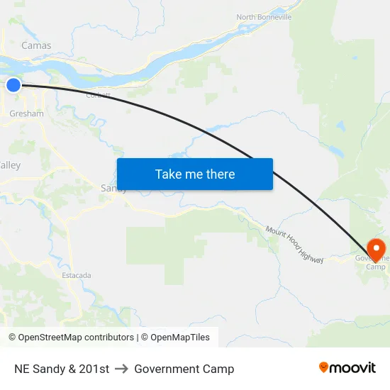 NE Sandy & 201st to Government Camp map