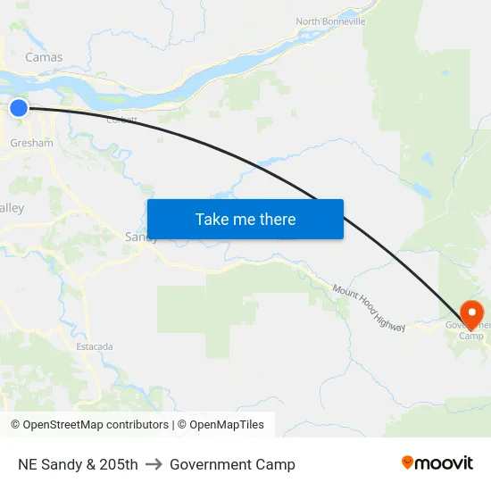 NE Sandy & 205th to Government Camp map