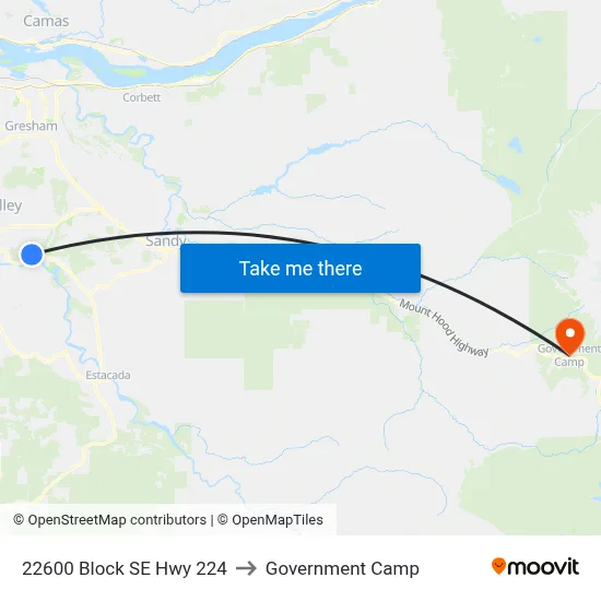 22600 Block SE Hwy 224 to Government Camp map