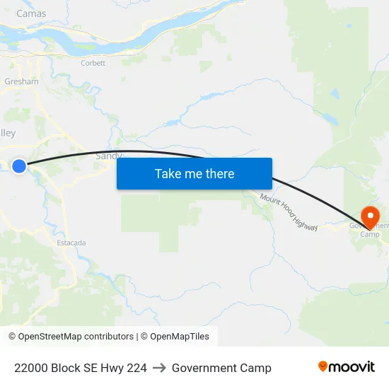 22000 Block SE Hwy 224 to Government Camp map