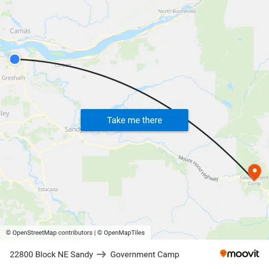 22800 Block NE Sandy to Government Camp map