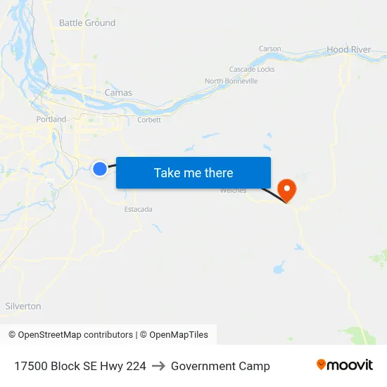 17500 Block SE Hwy 224 to Government Camp map