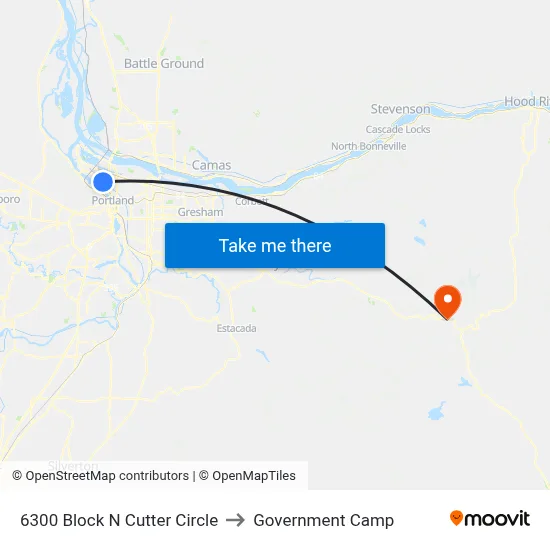 6300 Block N Cutter Circle to Government Camp map