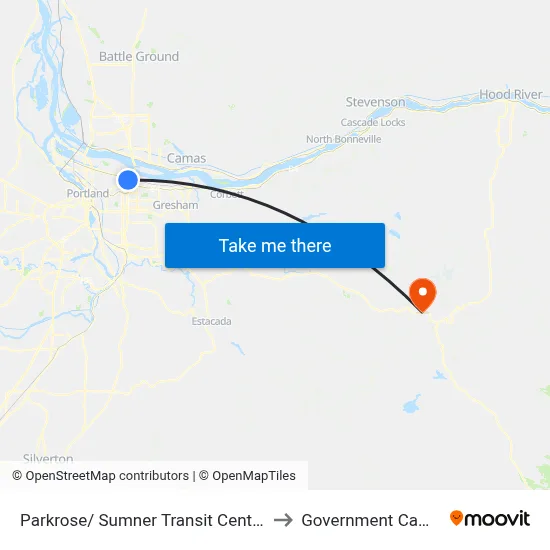 Parkrose/ Sumner Transit Center to Government Camp map