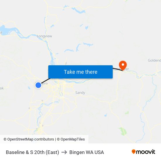 Baseline & S 20th (East) to Bingen WA USA map