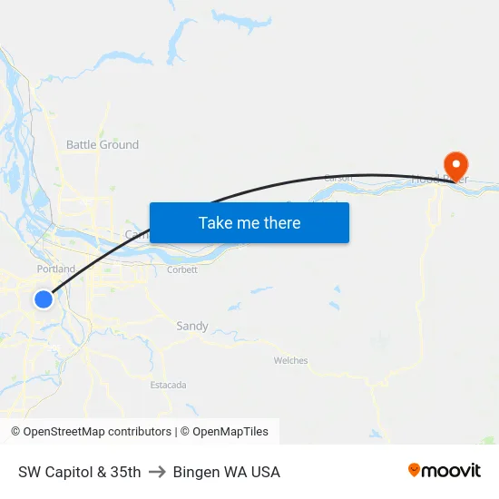 SW Capitol & 35th to Bingen WA USA map