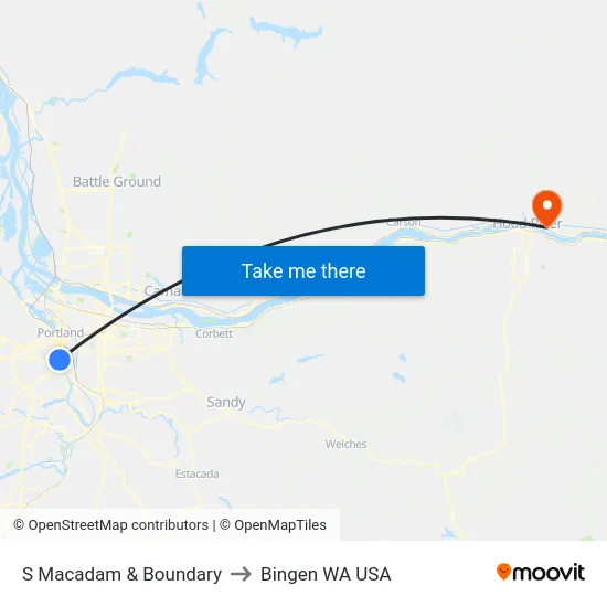 S Macadam & Boundary to Bingen WA USA map