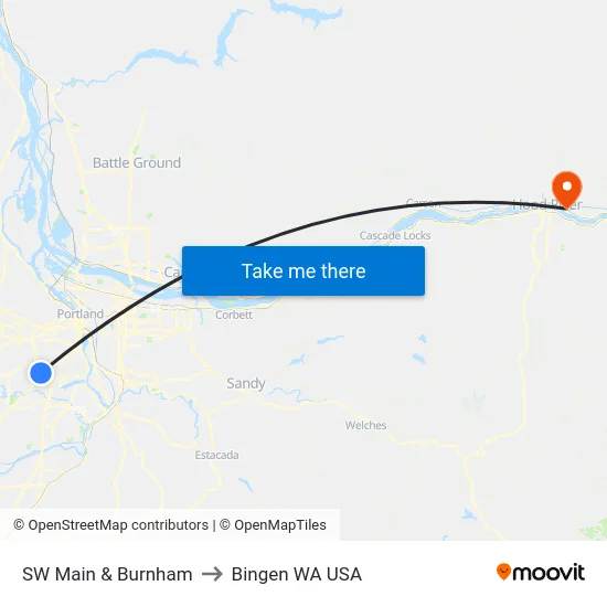 SW Main & Burnham to Bingen WA USA map