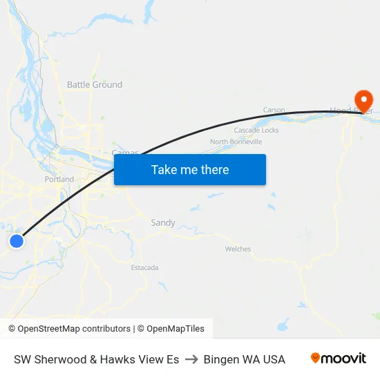 SW Sherwood & Hawks View Es to Bingen WA USA map