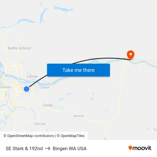 SE Stark & 192nd to Bingen WA USA map