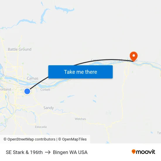 SE Stark & 196th to Bingen WA USA map