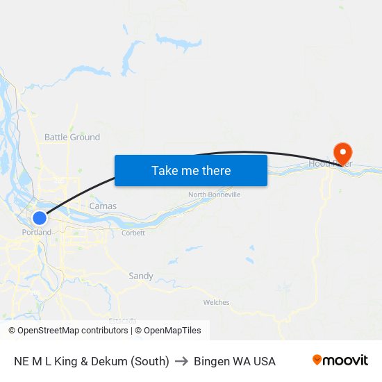 NE M L King & Dekum (South) to Bingen WA USA map