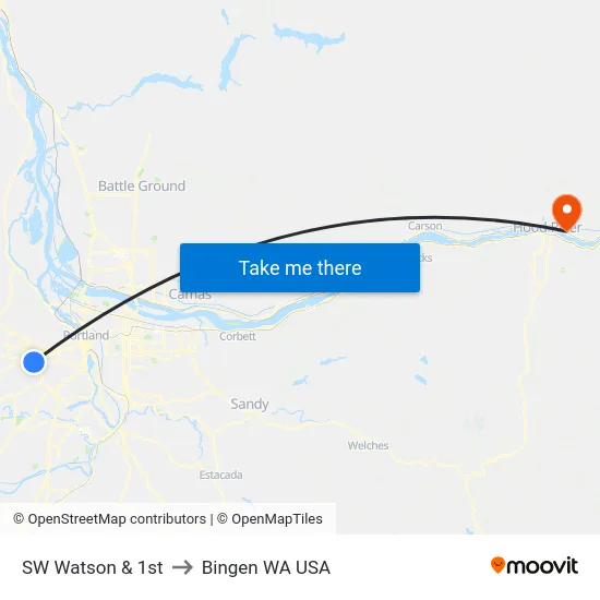 SW Watson & 1st to Bingen WA USA map