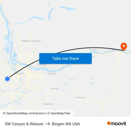 SW Canyon & Watson to Bingen WA USA map