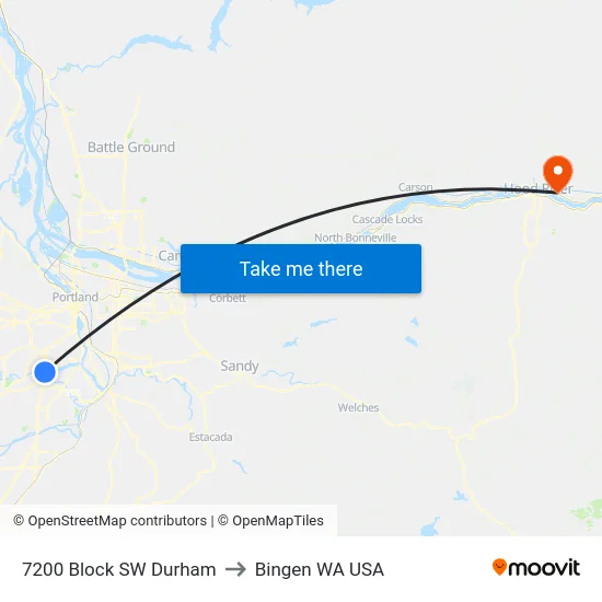 7200 Block SW Durham to Bingen WA USA map