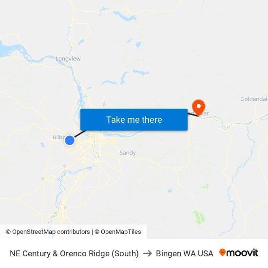 NE Century & Orenco Ridge (South) to Bingen WA USA map