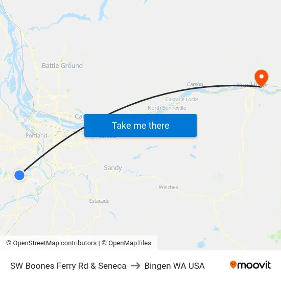 SW Boones Ferry Rd & Seneca to Bingen WA USA map