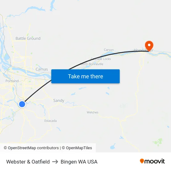 Webster & Oatfield to Bingen WA USA map